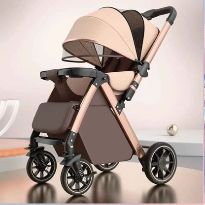 poussette bebe bidirectionnelle tout terrain ultra legere beige