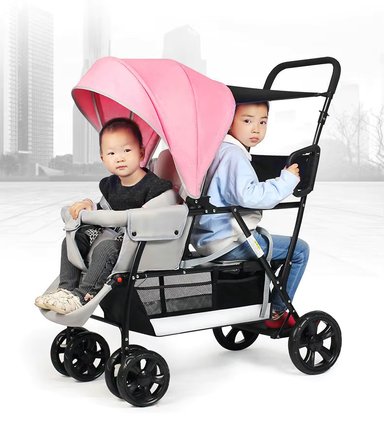 Poussette bebe double legere jumeaux dans la poussette
