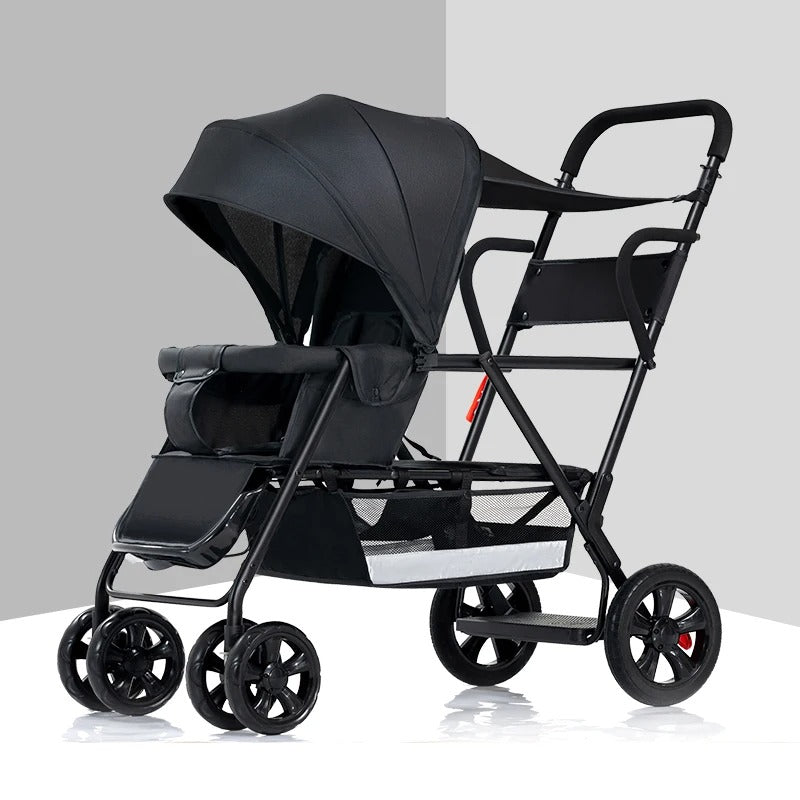 Poussette bebe double legere noire