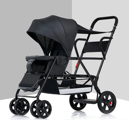 Poussette bebe double legere noire
