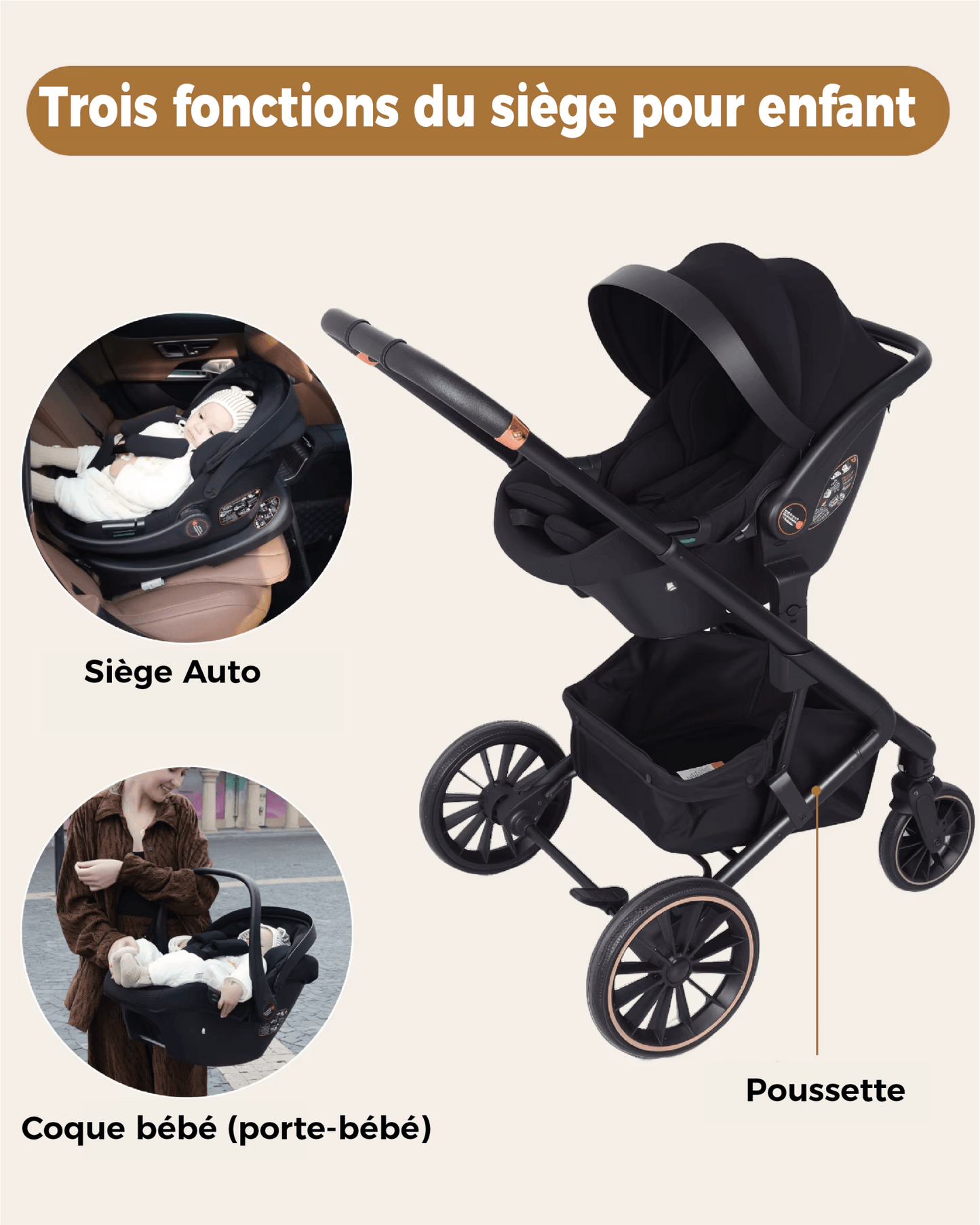 Poussette - bébé | Évolutive 4 en 1 - Mon P'tit Nid Bébé