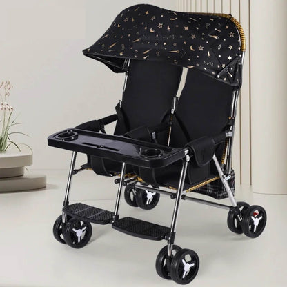 Poussette bebe jumeaux compacte noire
