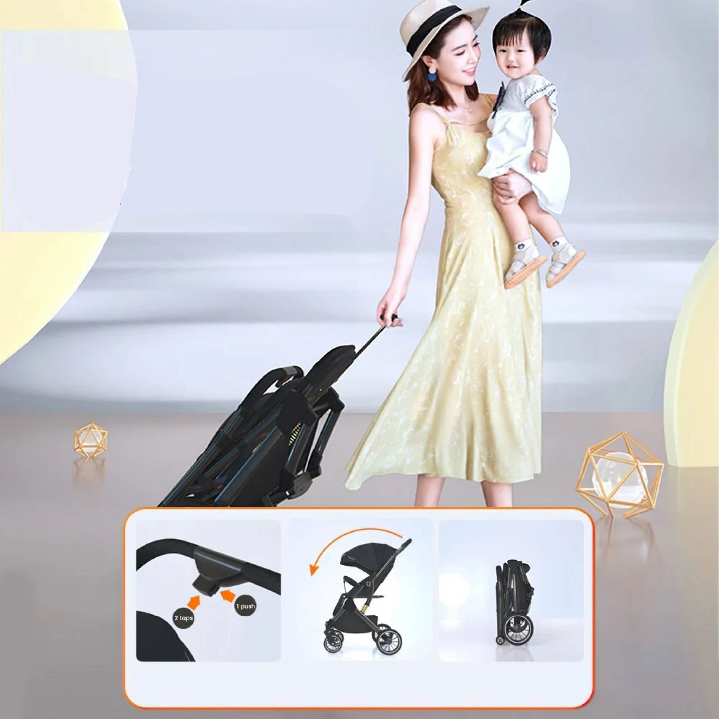 Poussette bebe suspension 4 roues maman porte bebe