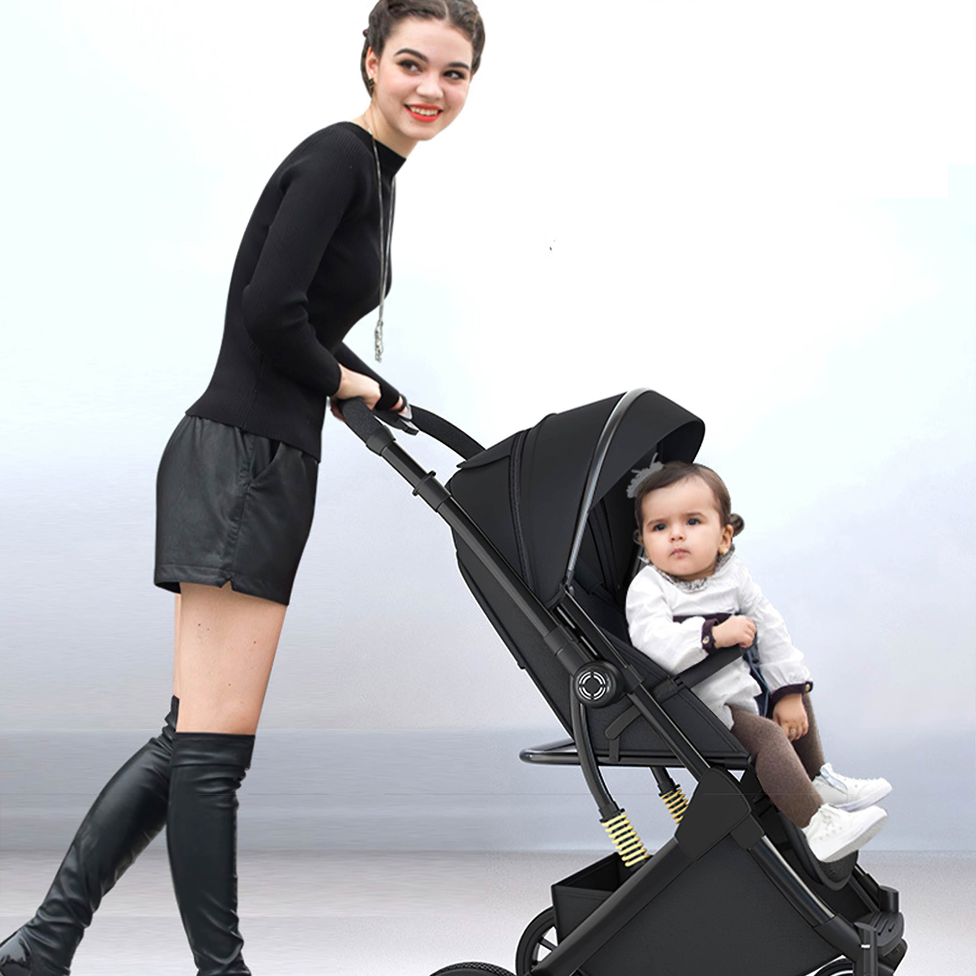 Poussette bebe suspension 4 roues maman pousse la poussette de bebe