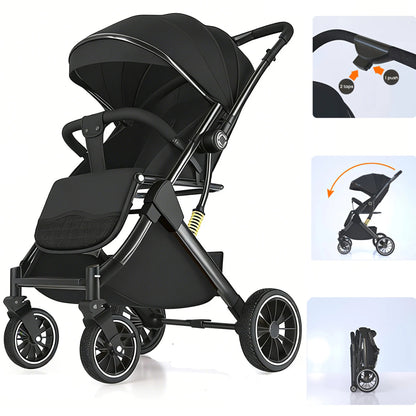 Poussette bebe suspension 4 roues pliable