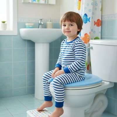 Reducteur de toilette confort enfant assis sur le pot