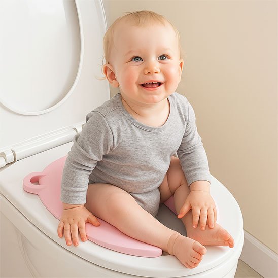 Réducteur de toilette confort optimal bebe est assis