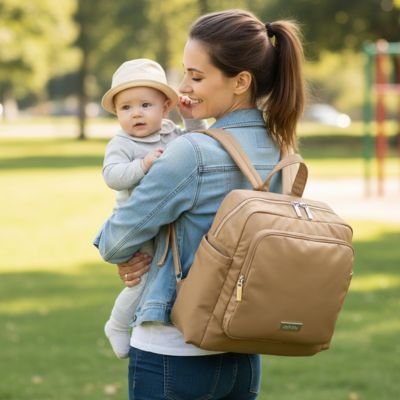 Sac a dos a langer maman et bebe au parc