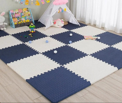 Tapis d'eveil ultra confortable bleu et blanc