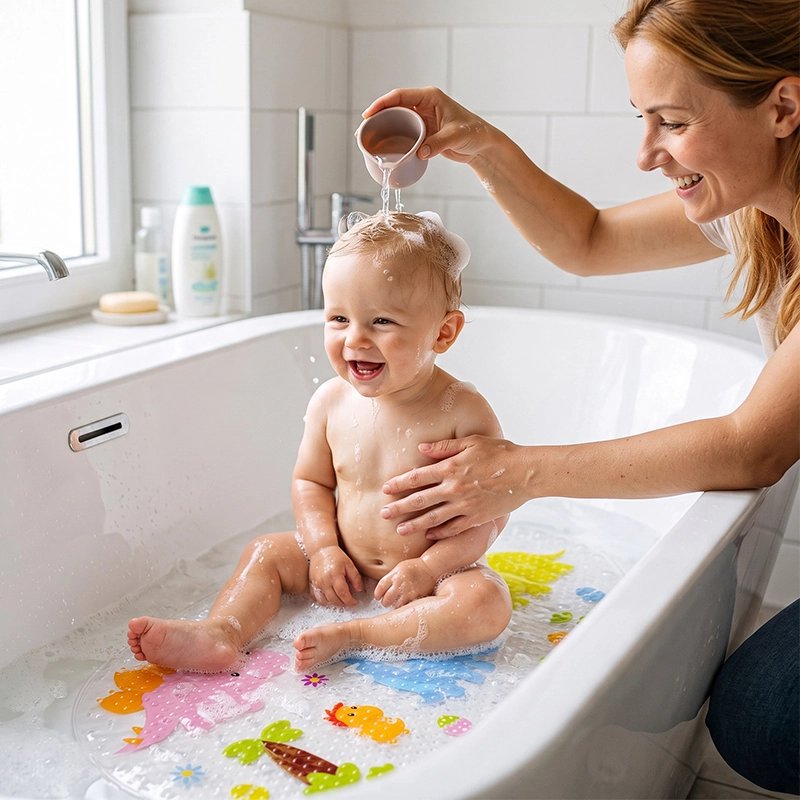 Tapis de bain pour bébé antidérapant sécurité bébé prend son bain