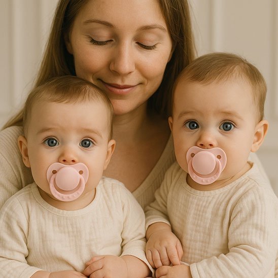 Tetine bebe apaisante maman et ses jumeaux