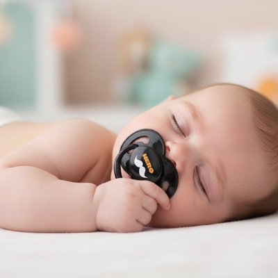 Tetine bebe noire bebe avec sa sucette dans la bouche