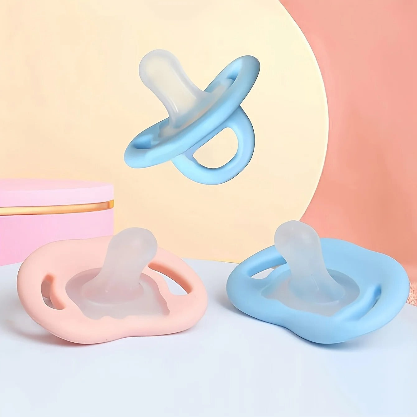 Tetine bebe silicone pur bleu et rose