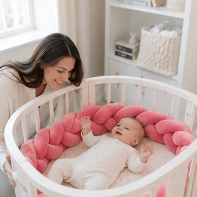 Tour de lit tresse douillet et securise maman regarde son bebe