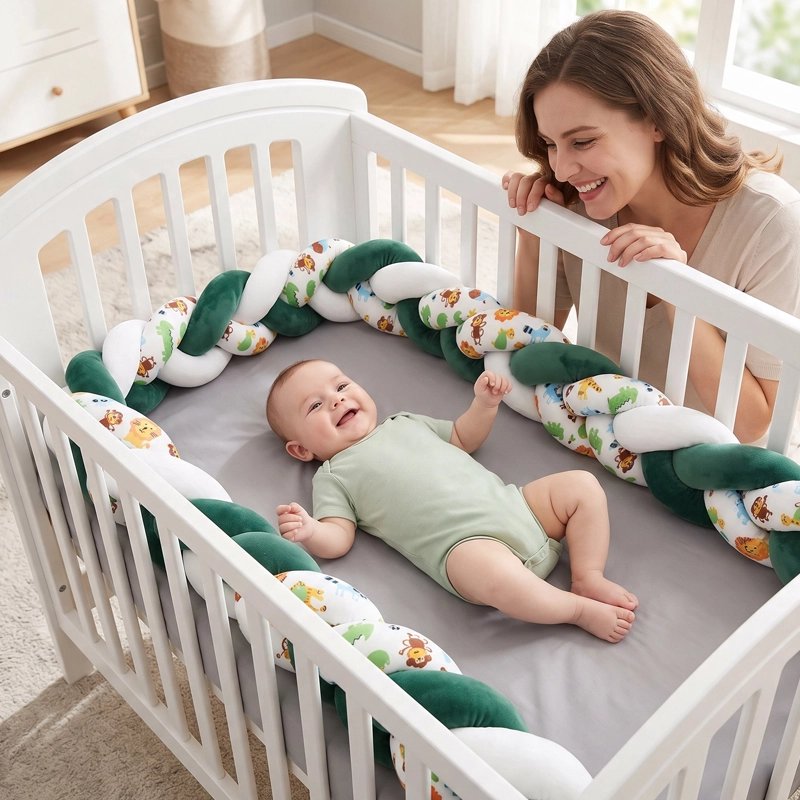 Tresse de lit bébé douceur sécurisée maman et bébé rient