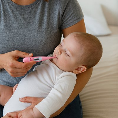 Trousse de toilette bebe compact maman utilise le thermometre