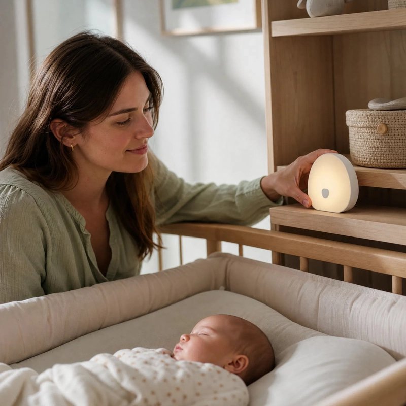 Veilleuse bruit blanc sommeil apaisant maman regarde bebe dormir